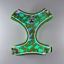 Load image into Gallery viewer, REFLECTIVE Adjustable Comfort Harness : DINOSAURS GREEN