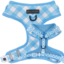 Load image into Gallery viewer, ADJUSTABLE DOG HARNESS: BLUEBERRY GINGHAM
