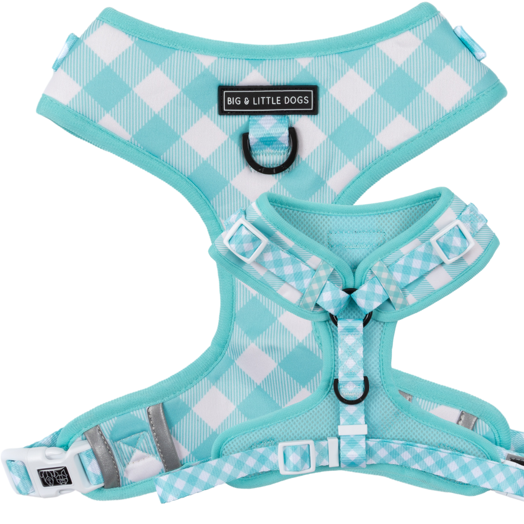 ADJUSTABLE DOG HARNESS: PEPPERMINT GINGHAM