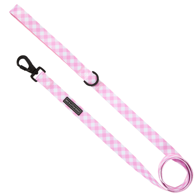 DOG LEASH: PINK MILK GINGHAM