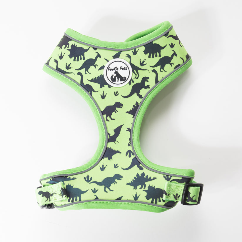 REFLECTIVE Adjustable Comfort Harness : DINOSAURS GREEN