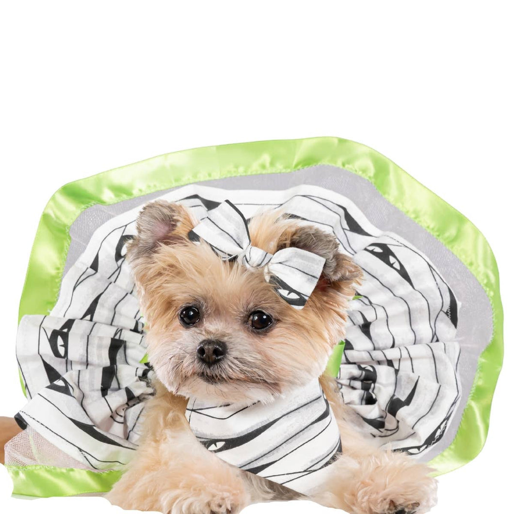 Glow-in-Dark Mummy Eyes Pet Bandana, Tutu, and Bow
