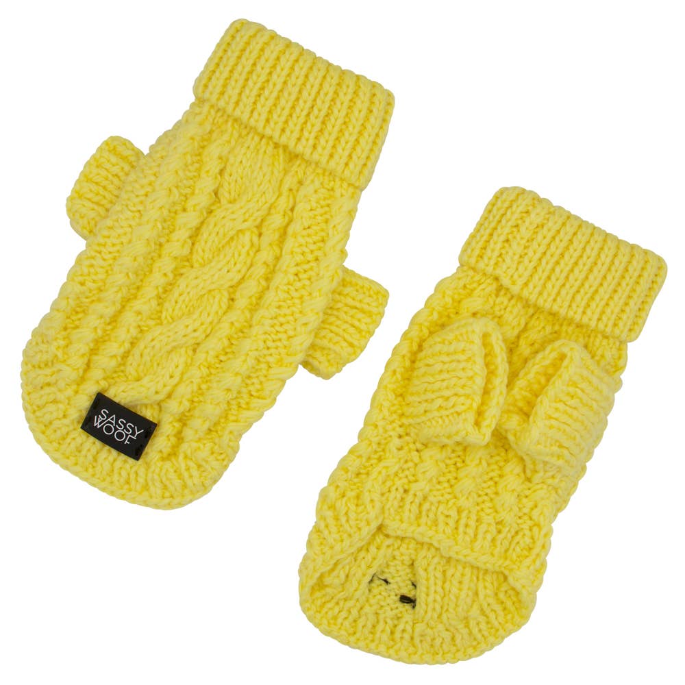 SASSY WOOF - Dog Cable Knit Sweater - Yellow