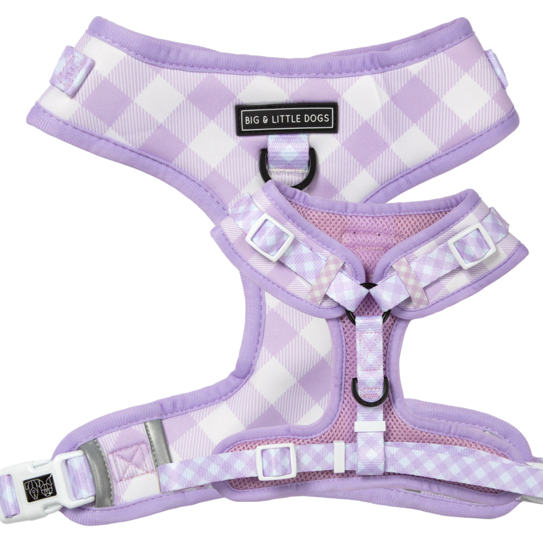 ADJUSTABLE DOG HARNESS: Berry Gingham