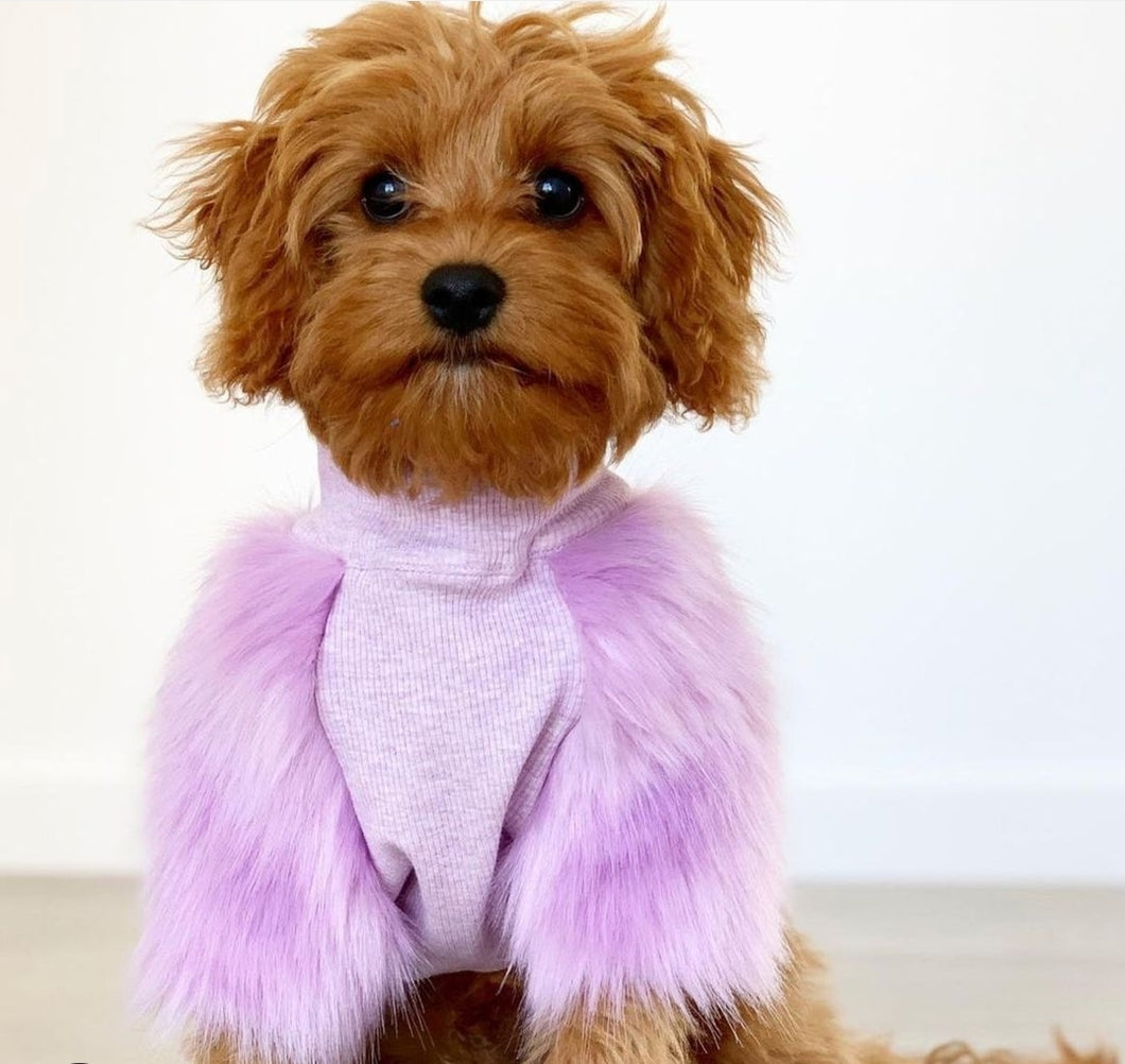 Lovely lavender faux fur dog top