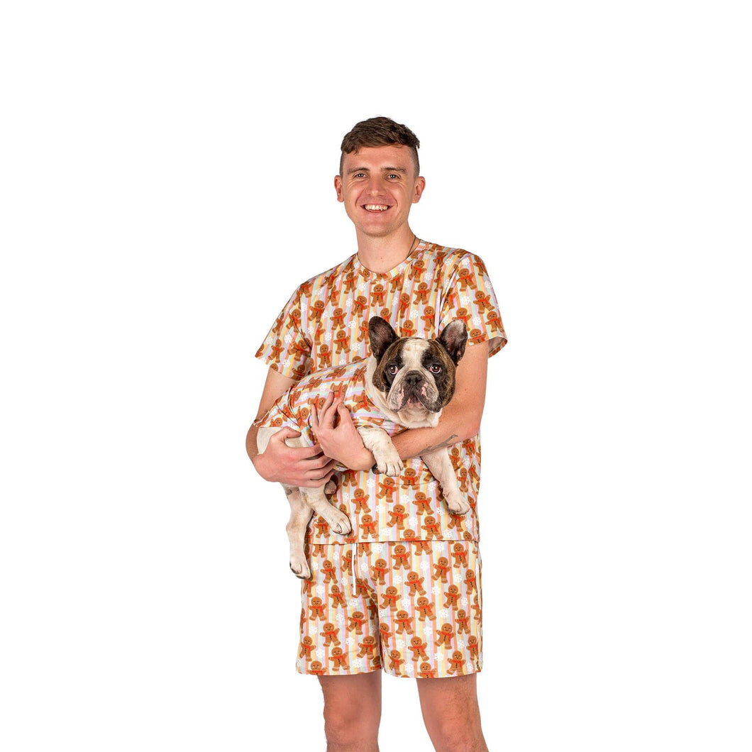 Matching human Gingerbread Cheer Christmas pyjamas