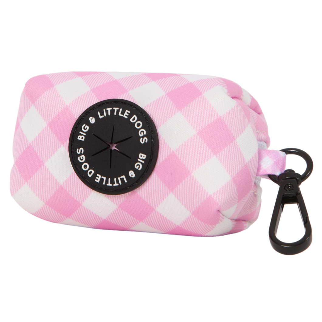 Big and Little Dogs - DOG POOP BAG HOLDER: Pink Milk Gingham